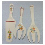 Harker Pottery lot of 2 forks and cake server