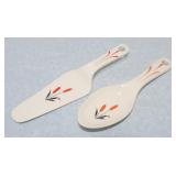 Harker Pottery spoon and cake server with cattails