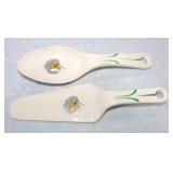Universal floral cake server and spoon
