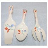Harker Pottery Calico Tulip 3 pc utensil set