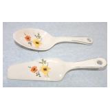 Harker Pottery floral cake server and spoon