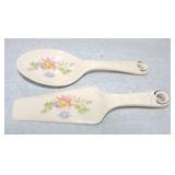 Harker Pottery floral cake server and spoon
