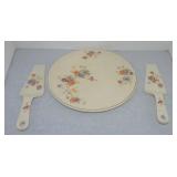 Oven Serve cake plate and 2 servers