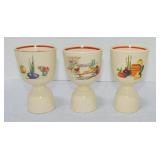 Mexicana style lot of 3 egg cups, hairline to one
