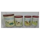 Tin 4 pc canister set