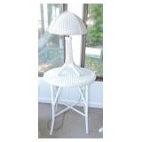 Antique wicker table and table lamp
