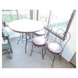 Antique ice cream table and 4 heart back