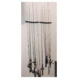 Lot of 13 fishing rods and reels