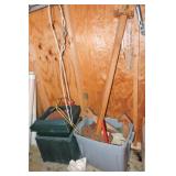 Lot of plastic totes, planters, and misc.