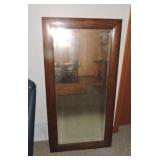Antique oak beveled wall mirror, 46"x24"