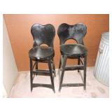 Lot of 2 metal vintage kitchen stools