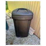 Black trash can with lid