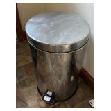 Chrome flip top trash can
