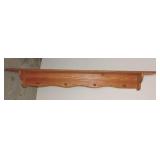 Oak wall hanging coat rack, 60"