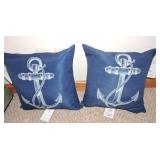 Pair of nautical pillows with anchors