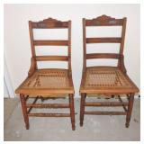 Pair of antique cane seat chairs