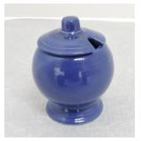 Vintage Fiesta mustard, cobalt, lid rim nick