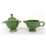 Vintage Fiesta cream & sugar, dark green, minor