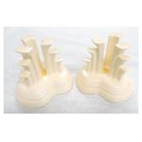 Vintage Fiesta pair of tripod candle holders,