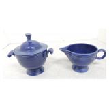 Vintage Fiesta cream & sugar, cobalt