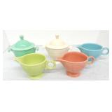 Vintage Fiesta cream & sugar group, 3 creamers,