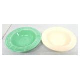 Vintage Fiesta ashtray group, ivory & green, nicks