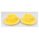 Harlequin lot of 2 demitasse cups & saucers,