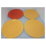 Vintage Fiesta lot of 4 - 13" chop plates, mixed