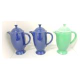 Vintage Fiesta coffee pot group of 3, various