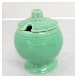 Vintage Fiesta mustard, green, lid rim nick