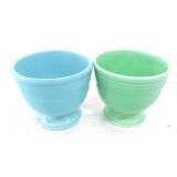 Vintage Fiesta egg cup group, turquoise and green