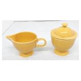 Vintage Fiesta sugar & creamer, antique gold
