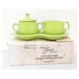 Fiesta Post 86 cream, sugar, & tray set,