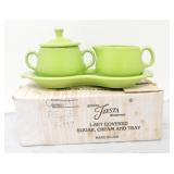 Fiesta Post 86 cream, sugar, & tray set,