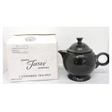 Fiesta Post 86 covered teapot, black, NIB
