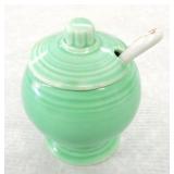 Vintage Fiesta mustard, green, lid rim nick