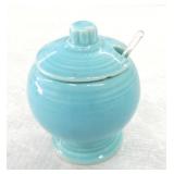 Vintage Fiesta mustard, turquoise, lid rim nick