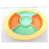 Fiesta relish tray, nick to one red & 1 green side