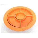 Fiesta relish tray, all red, nick to center and