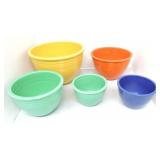 Vintage Fiesta lot of 5 mixing bowls, various