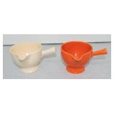 Vintage Fiesta lot of 2 stick handled creamers,