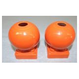 Vintage Fiesta pair of bulb candle holders, red