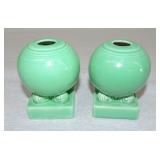 Vintage Fiesta pair of bulb candle holders, green