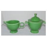 Vintage Fiesta cream & sugar, medium green