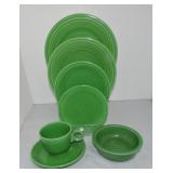 Vintage Fiesta 7 pc place setting, medium green