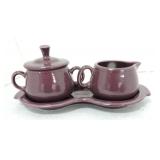 Fiesta Post 86 cream, sugar, & tray set, heather