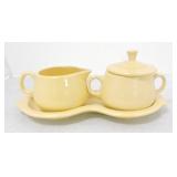 Fiesta Post 86 cream, sugar, & tray set, yellow