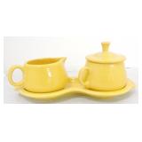 Fiesta Post 86 cream, sugar, & tray set, sunflower