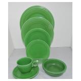 Vintage Fiesta 7 pc place setting, medium green