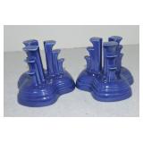 Vintage Fiesta pair of tripod candle holders,